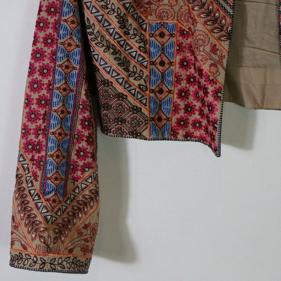 Soft Surroundings Livia Bolero Beaded Embroidered Cropped Jacket L Boho Gypsy - Picture 3 of 6